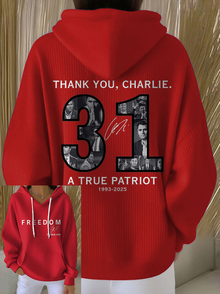 Women's Thank You Charlie 31 True Patriot Printed Hoodie